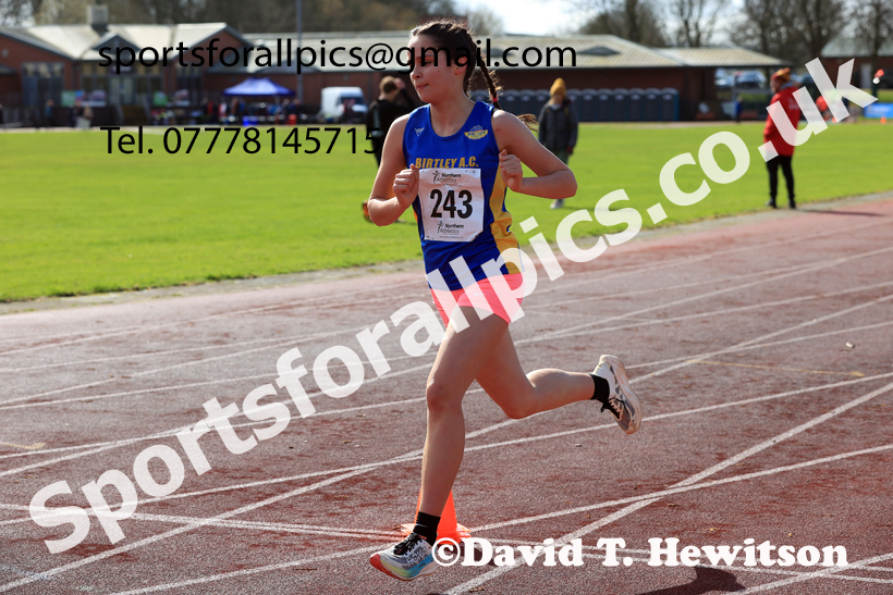 Girls Under-15s Young Athletes 5k, 2026 Northern Mens 12 and Womens 6 Stage Road Relays and Young Athletes 5k, Sheepmount Stadium, Carlisle. Photo: David T. Hewitson/Sports for All Pics